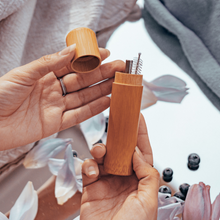 Load image into Gallery viewer, Retractable Metal Straw & Bamboo Case