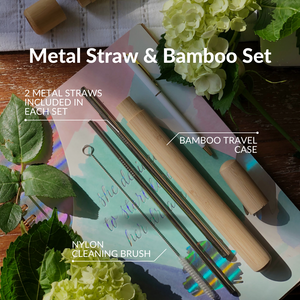 Metal Straw & Bamboo Set